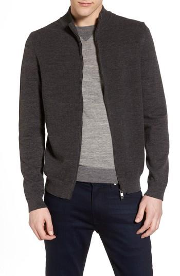 Men's Boss Devino Cotton Zip Jacket, Size - Grey