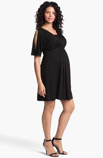 Women's Maternal America Split Sleeve Maternity Dress - Black