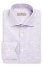 Men's Canali Regular Fit Check Dress Shirt - Pink