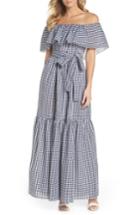 Women's Chelsea28 Off The Shoulder Ruffle Gingham Maxi Dress - Blue