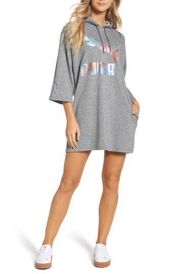 Women's Puma Glam Oversize Hooded Dress - Grey