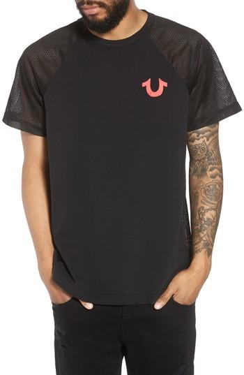 Men's True Religion Brand Jeans Solid Raglan T-shirt - Black