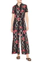 Women's Sandro Floral Jumpsuit Us / 40 Fr - Black