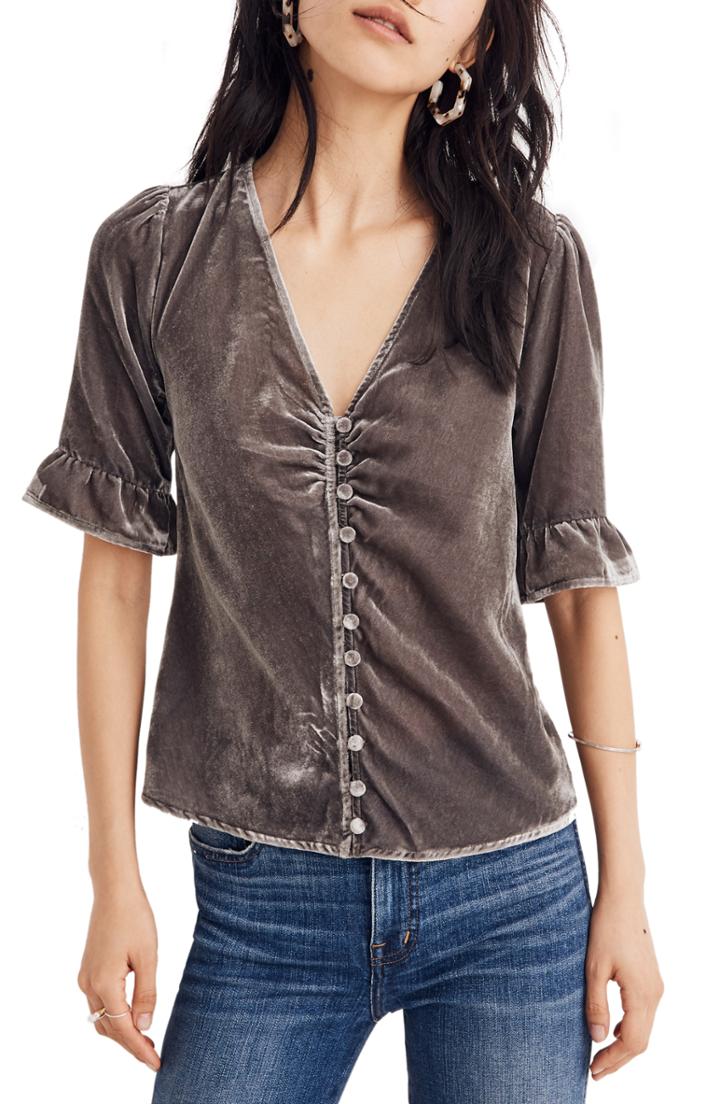 Women's Madewell Velvet Daylight Top - Grey