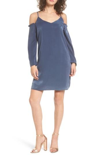 Women's Everly Satin Cold Shoulder Dress - Blue