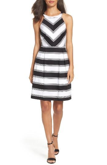 Women's Adrianna Papell Stripe Halter Dress - Black