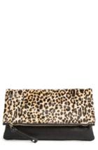 Sole Society 'marlena' Faux Leather Foldover Clutch - Brown