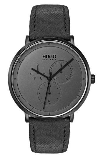 Men's Hugo Ultra Slim Leather Strap Watch, 40mm
