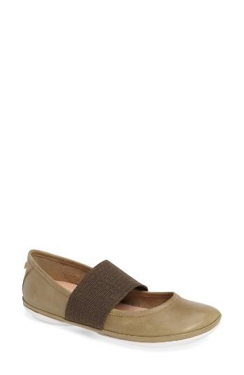 Women's Camper 'right Nina' Leather Ballerina Flat Eu - Green