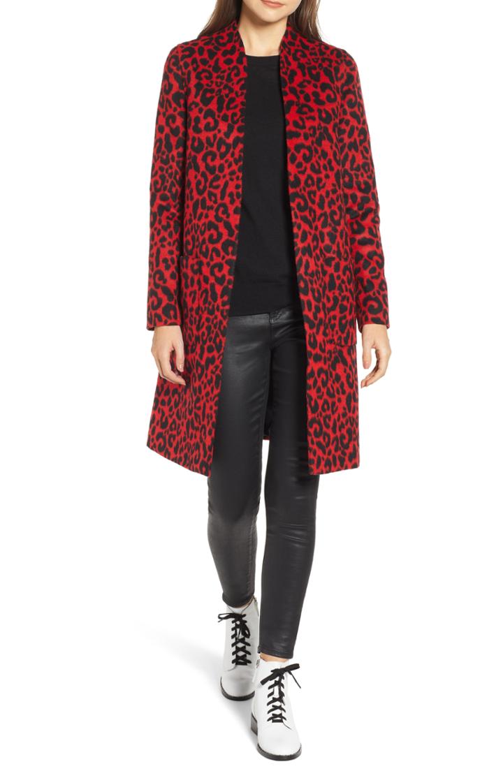 Women's Helene Berman Leopard Spot Coat - Red