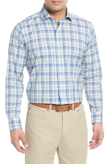 Men's Peter Millar Collection Saronic Regular Fit Melange Check Sport Shirt - Blue