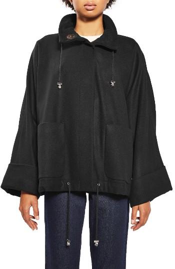 Women's Topshop Boutique Melton Wool Anorak Us (fits Like 0) - Black