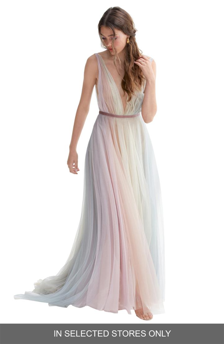 Women's Willowby Hutton Rainbow Tulle A-line Wedding Dress, Size In Store Only - Pink