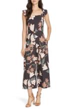 Women's Dolan Domino Floral Print Ankle Jumpsuit - Black