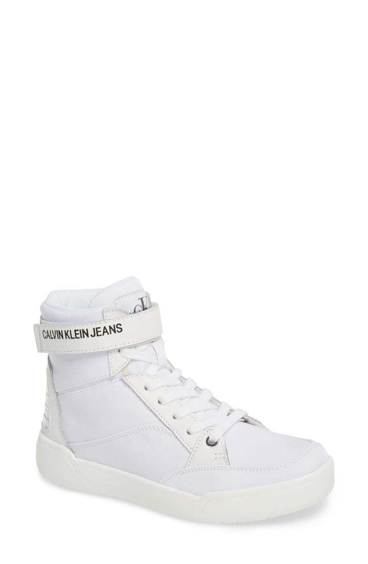 Women's Calvin Klein Jeans Nelda High Top Sneaker .5 M - White