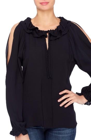 Women's Catherine Catherine Malandrino Sayer Cold Shoulder Blouse - Black