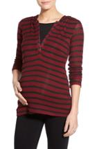 Women's Lab40 'zoe' Stripe Maternity/nursing Hoodie