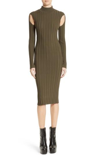 Women's Mcq Alexander Mcqueen Cutout Knit Dress - Green