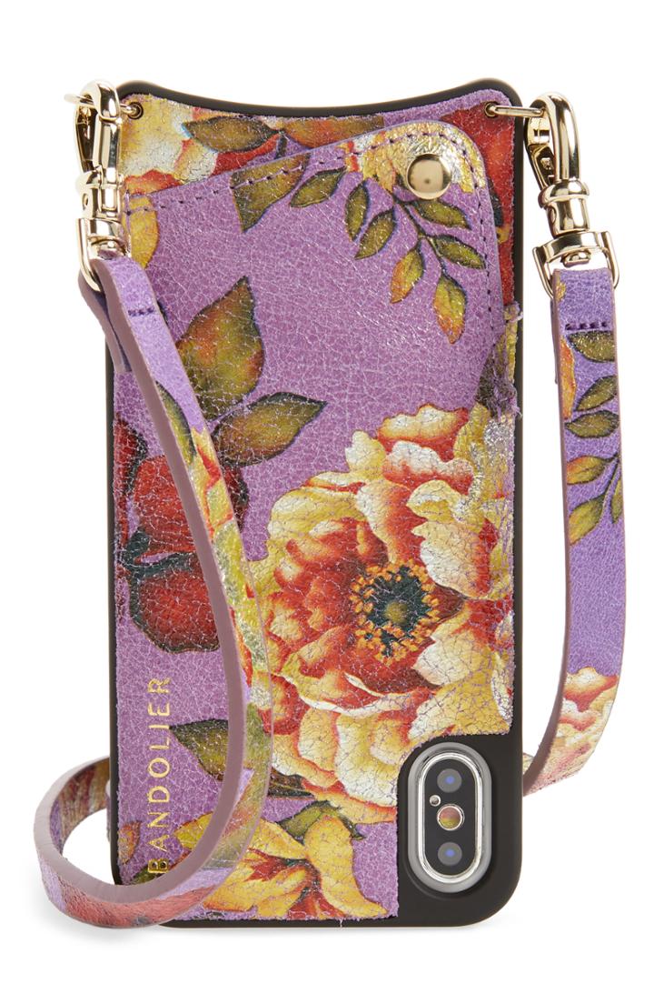 Bandolier Emma Iphone X/xs Leather Crossbody Case - Purple