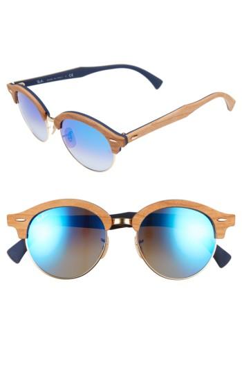 Women's Ray-ban 51mm Mirrored Round Sunglasses - Gold/ Blue