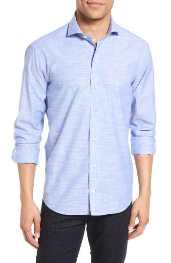 Men's Ledbury The Mcdaniel Classic Fit Chambray Sport Shirt - Blue