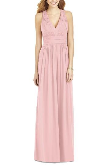 Women's After Six Crisscross Back Ruched Chiffon V-neck Gown - Pink