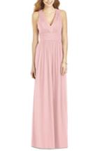 Women's After Six Crisscross Back Ruched Chiffon V-neck Gown - Pink