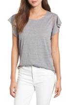 Women's Caslon Flutter Sleeve Crochet Detail Top - Grey
