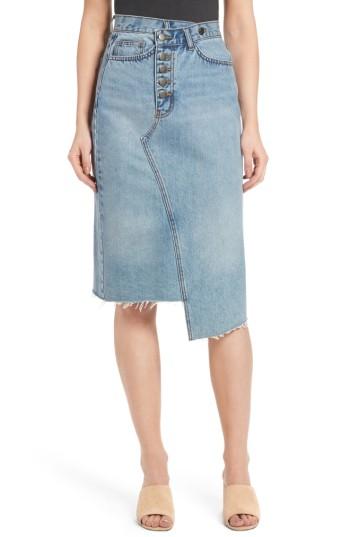 Women's Evidnt Asymmetrical Denim Pencil Skirt - Blue