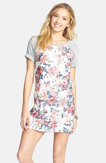 Soprano Floral Print Quilted T-shirt Dress (juniors)
