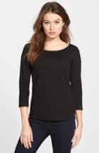 Petite Women's Eileen Fisher Ballet Neck Organic Cotton Tee P - Black