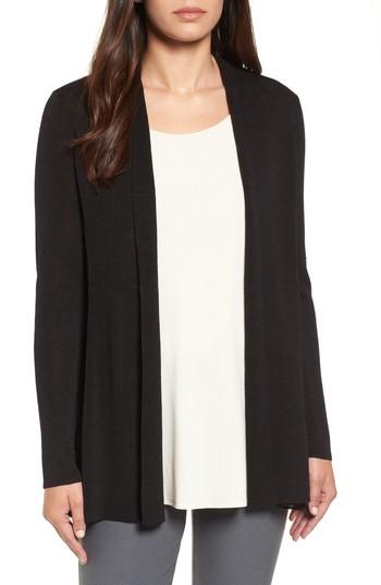 Women's Eileen Fisher Fine Organic Linen Blend Cardigan, Size - Black
