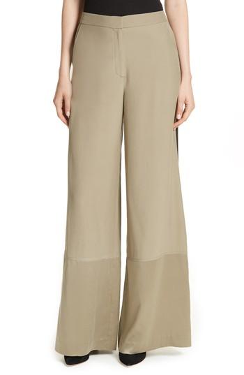 Women's Robert Rodriguez Satin Contrast Wide Leg Silk Pants