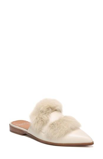Women's Sarto By Franco Sarto Palmer Ii Genuine Rabbit Fur Slide .5 M - White