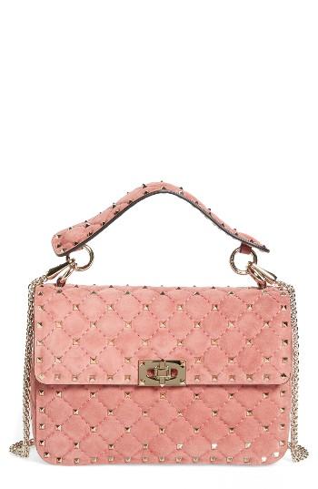 Valentino Rockstud Spike Leather Top Handle Crossbody Bag -