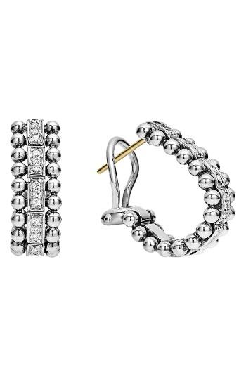 Women's Lagos Caviar Spark Diamond Oval Hoop Earrings
