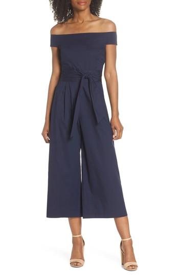 Women's Chelsea28 Off The Shoulder Tie Waist Jumpsuit - Blue