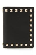 Valentino Garavani Rockstud Leather Passport Cover - Black