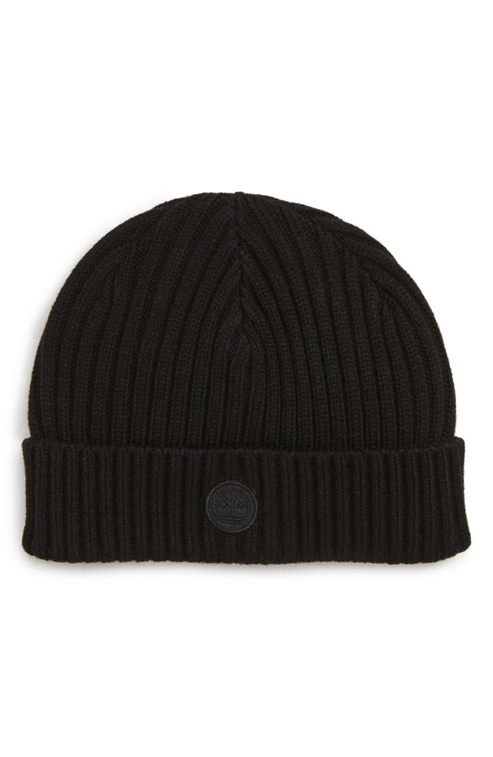 Men's Timberland Wide Ribbed Embroidered Logo Cap - Black