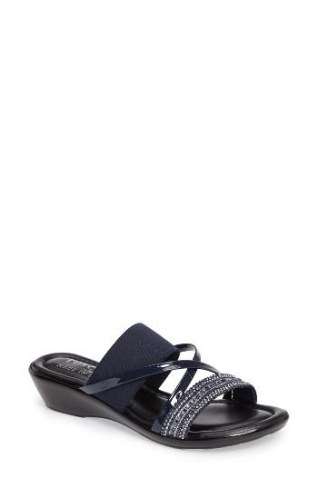 Women's Tuscany By Easy Street Velino Crystal Embellished Strappy Wedge Sandal N - Blue