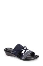 Women's Tuscany By Easy Street Velino Crystal Embellished Strappy Wedge Sandal N - Blue