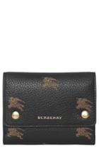 Women's Burberry Embossed Leather Flap Wallet - Black