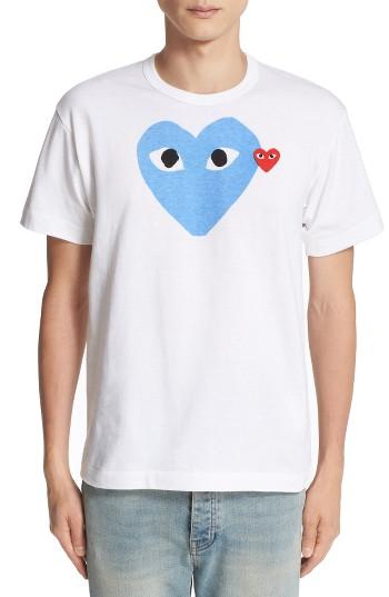 Men's Comme Des Garcons Play Heart Print T-shirt - Blue
