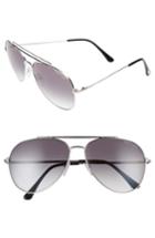 Men's Tom Ford Indiana 60mm Aviator Sunglasses - Shiny Rhodium/ Gradient Smoke