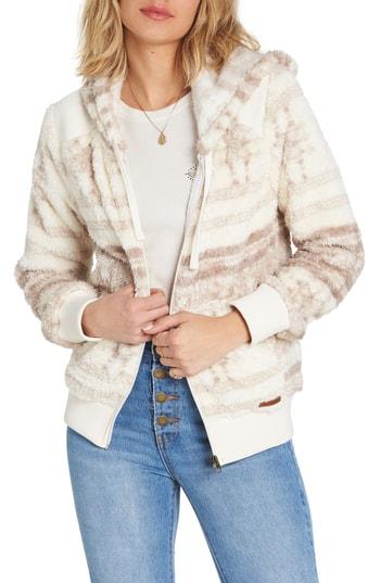 Women's Billabong Cozy Down Fleece Hoodie - White