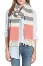 Women's Barbour Wester Stripe Lambswool Scarf, Size - Red