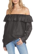 Women's 7 For All Mankind Ruffle Off The Shoulder Chambray Top - Black