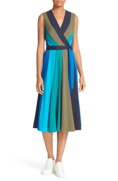 Women's Diane Von Furstenberg Penelope Colorblock Wrap Fit & Flare Dress