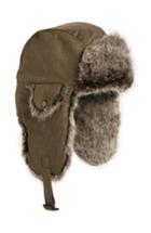 Men's Crown Cap Waxed Cotton Aviator Hat With Faux Fur Lining /x-large - Brown
