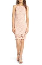 Women's Soprano High Neck Lace Body-con Dress - Pink